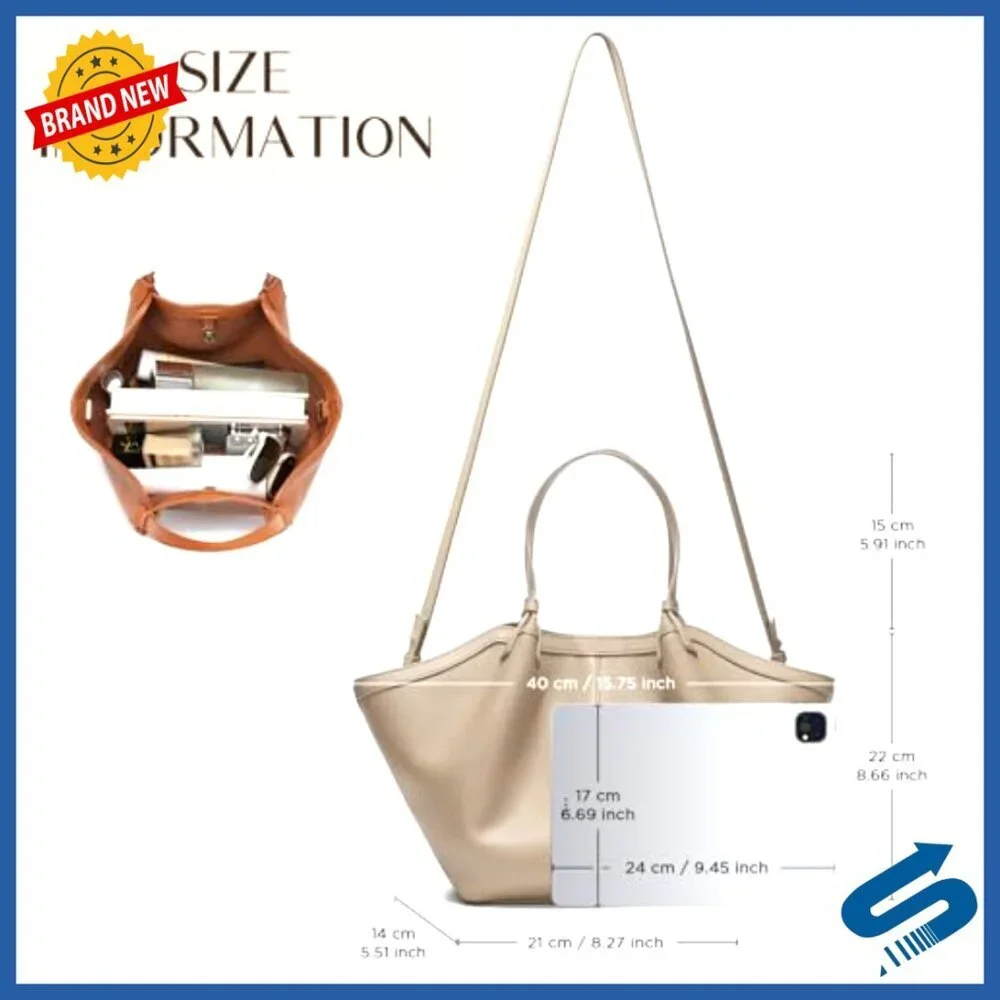 Large Capacity PU Leather Tote Bag with Adjustable Strap for Work & Travel